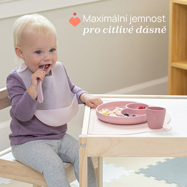 CHICCO Lyžička silikónová Soft ružová 2ks, 6m+