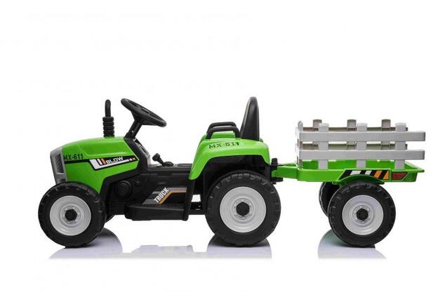 Elektrický Traktor WORKERS s vlečkou, zelený, Pohon zadných kolies, 12V batéria