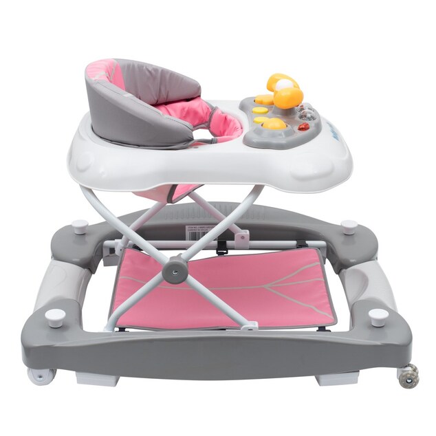 Detské chodítko s hojdačkou a silikónovými kolieskami Baby Mix ružové