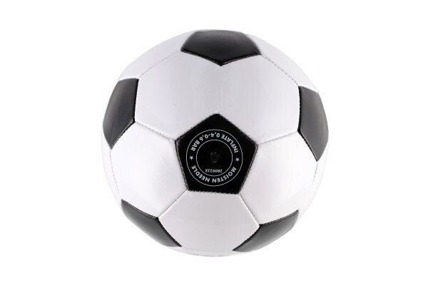 Futbalová lopta, šitá koža 23cm vel. 5 čierno-biely