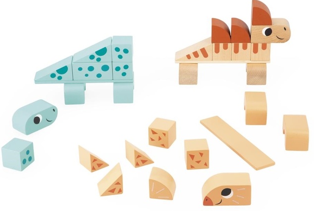 Janod Drevené kocky a stavebnica Cubikosaurus Dino