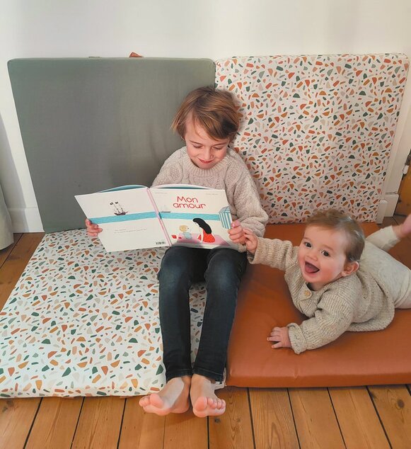 Tappetino da gioco pieghevole imbottito per bambini 3 in 1, Terazzo