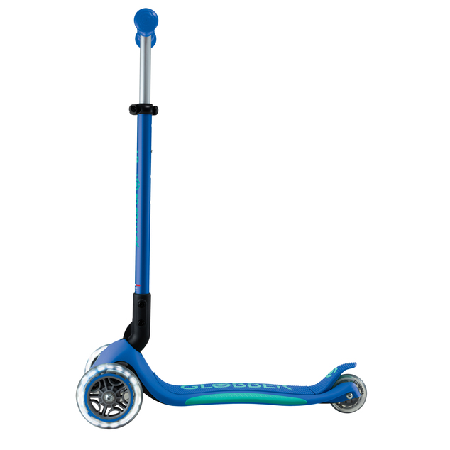 Globber Kinder-Klapproller – Primo Folding Plus Lights V2 Marineblau/Smaragdgrün