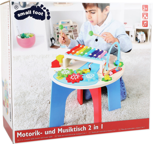 Small Foot Drevený motorický muzikálny stôl 2v1