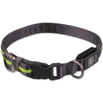 Obojok Dog Fantasy USB LED nylonový svietiaci M-L zelený 2,5x45-65cm