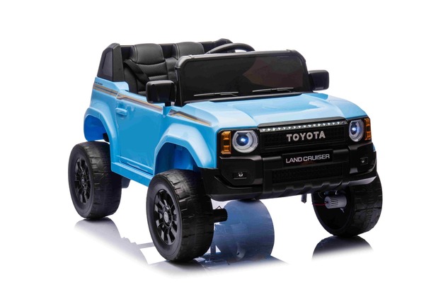 Elektrické autíčko Toyota Landcruiser 12V, modré, široké jednomiestne sedadlo, 2,4 GHz dia