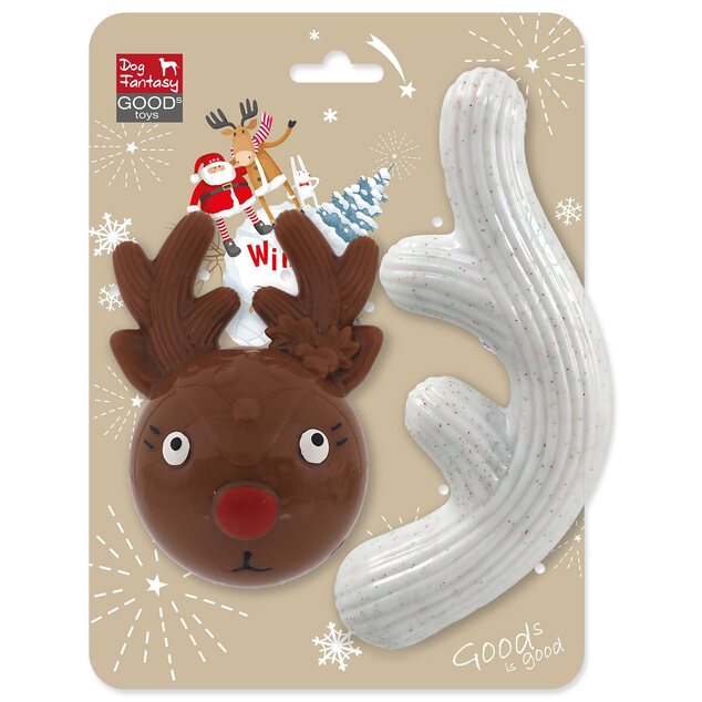 Hračka Dog Fantasy Winter Tale TPR sob 13cm &amp; paroh 18cm