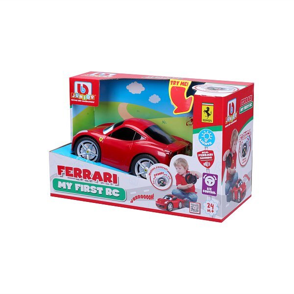 BB Junior RC - Ferrari 458 Italia so svetlami a zvukmi, diaľkový ovládač volant, červená