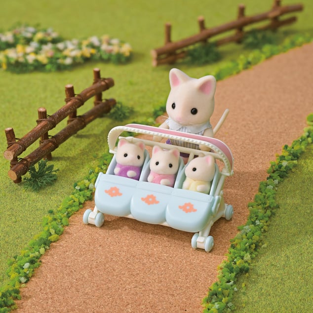 Sylvanian Families Cvetlični mačji trojčki s vozičkom