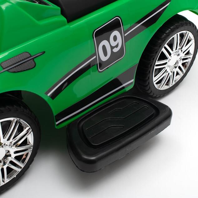 Detské odrážadlo so zvukom a vodiacou tyčou Baby Mix RACER zelené