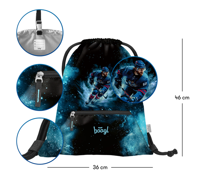 BAAGL Sacca con tasca con zip Hockey
