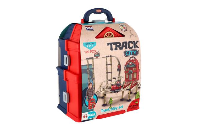 Treno con binari 120 pezzi a batteria in valigia 22x27x15cm