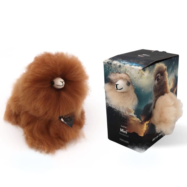 INKARI Plüschspielzeug Alpaka Mini Monsterfluff Haselnuss 15cm