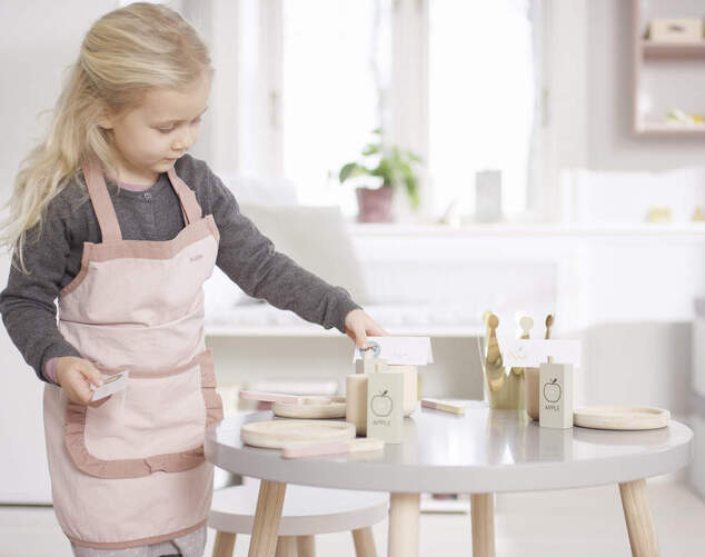 Flexa Runder Holztisch für Kinder dunkelgrün Dots