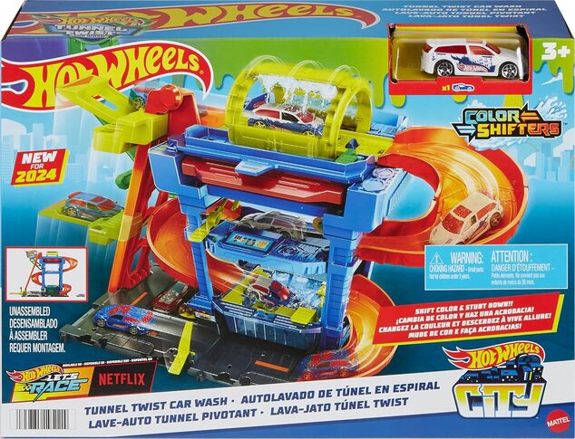 Hot Wheels® City Color Shifters Autolavado con túnel giratorio, HTN80