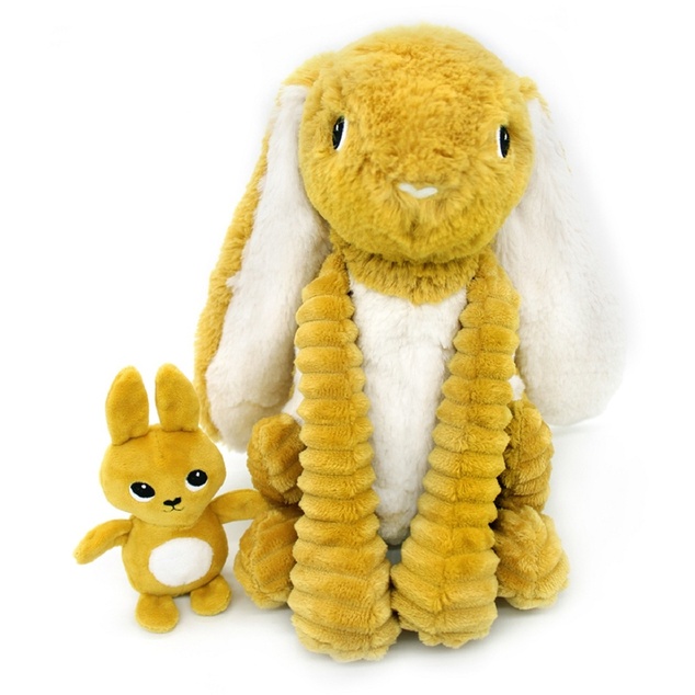 Ptipotos Plüschhase Toudou senfgelb - Mama mit Baby