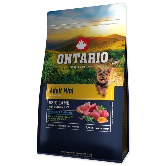 Krmivo Ontario Adult Mini Lamb &amp; Brown Rice 0,75kg