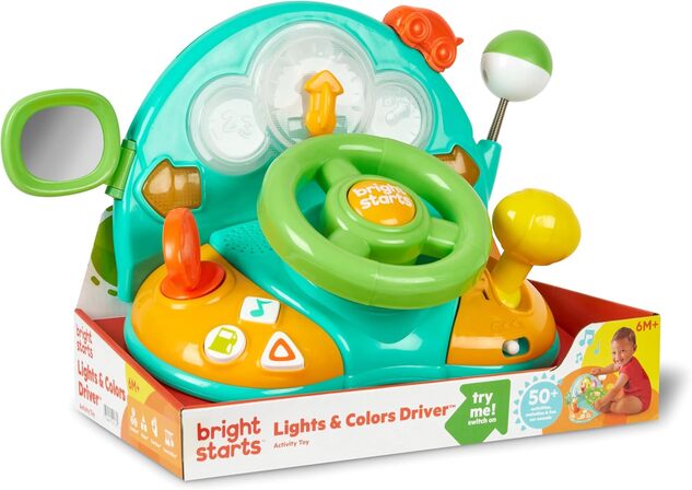 BRIGHT STARTS Hudobný svetelný volant Lights &amp; Colors Driver™ 6m+