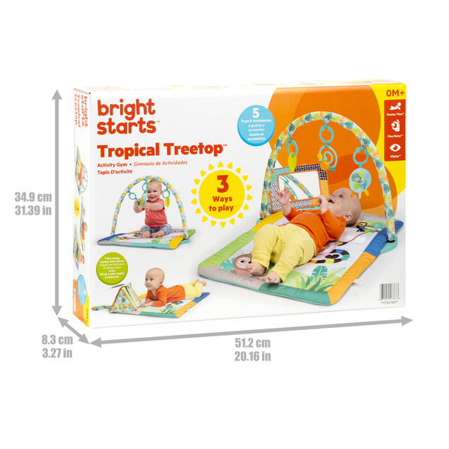 BRIGHT STARTS Tapis de jeu pour le développement moteur et sensoriel Tropical Treetop™, 0m+