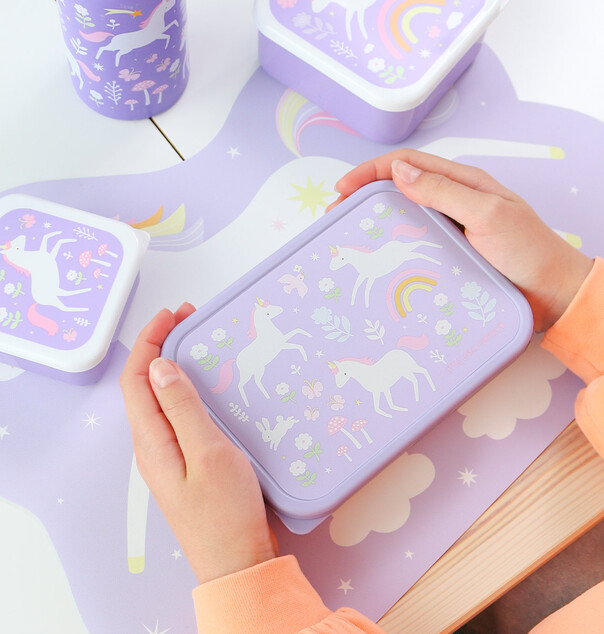 A Little Lovely Company – boîte à déjeuner en acier inoxydable avec couvercle en plastique – licorne