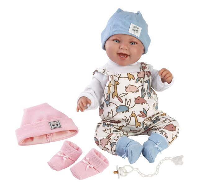 Llorens 84481 NEW BORN 2 v1 - realistická bábika bábätko so zvukmi a mäkkým látkovým telom