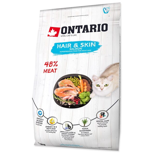 Krmivo Ontario Cat Hair &amp; Skin 2kg