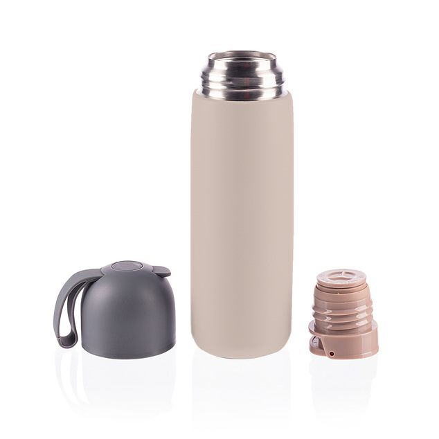 Termoska na tekutiny so silikónovým držiakom 400 ml, Cookie beige