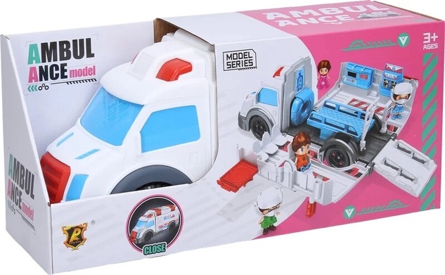 Auto ambulanza pieghevole con 2 figurine 30 cm