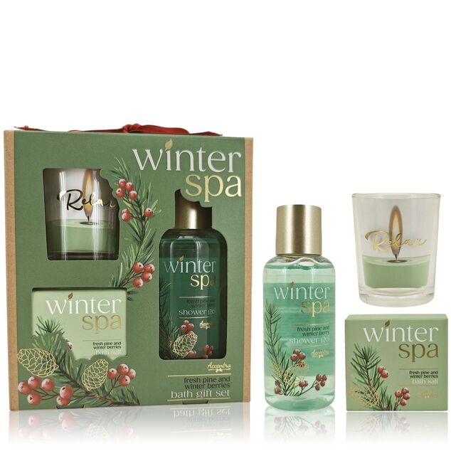 ACCENTRA Set za kupanje Winter Spa sa staklenim svijećnjakom Zimsko voće 100ml + 80g