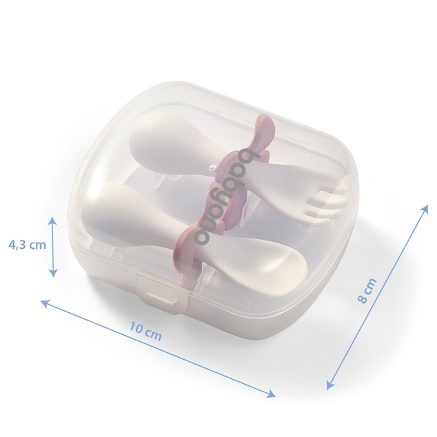 BABYONO Lingură și furculiță cu husă mint 12m+