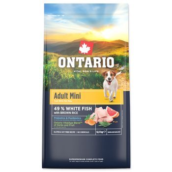 Krmivo Ontario Adult Mini Fish &amp; Brown Rice 6,5kg