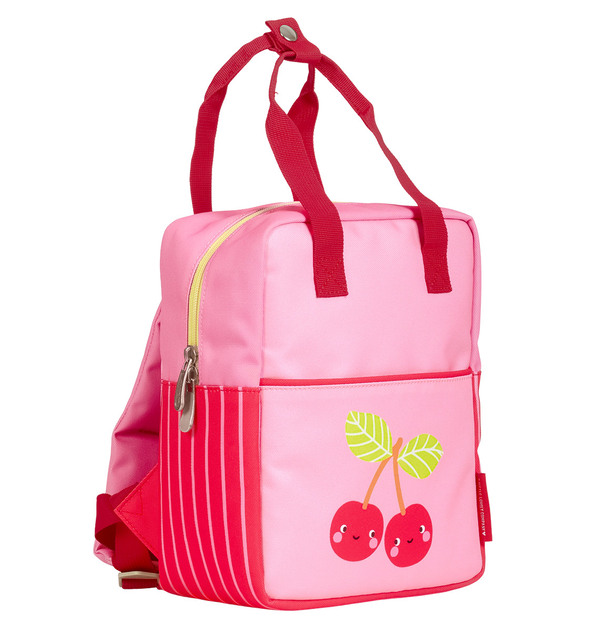 A Little Lovely Company – kleiner quadratischer Rucksack – fröhliche Kirschen