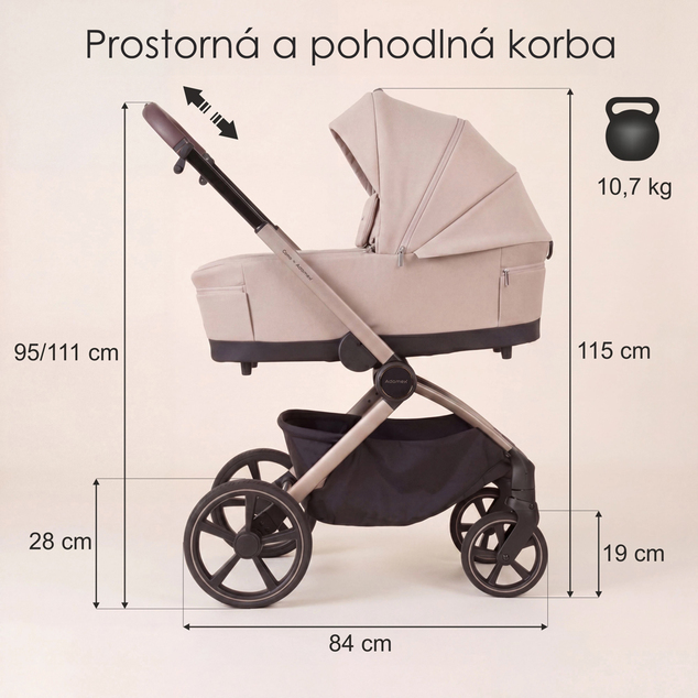 ADAMEX Voziček kombinirani Como Natura Latte