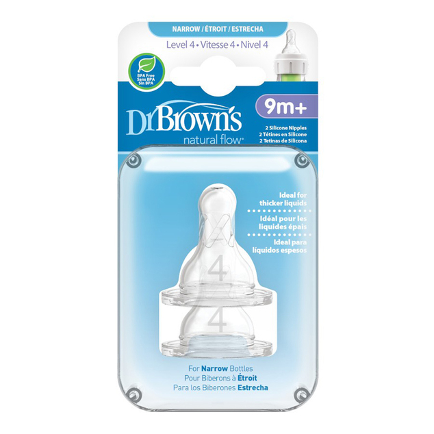 DR.BROWN'S Cumlík na fľaše Options+ úzke 9m+ silikónový 2ks