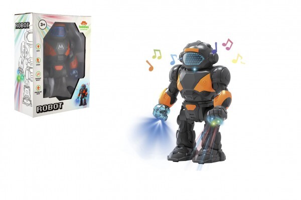 Robot chodiaci plast 22cm na batérie so svetlom a zvukom 18x24,5x9cm
