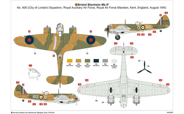 Classic Kit letadlo A04059 - BISTOL BLENHEIM MK1f (1:72)
