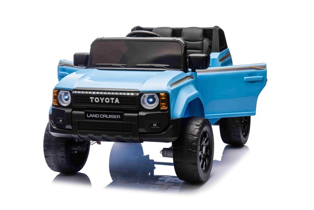 Elektrické autíčko Toyota Landcruiser 12V, modré, široké jednomiestne sedadlo, 2,4 GHz dia
