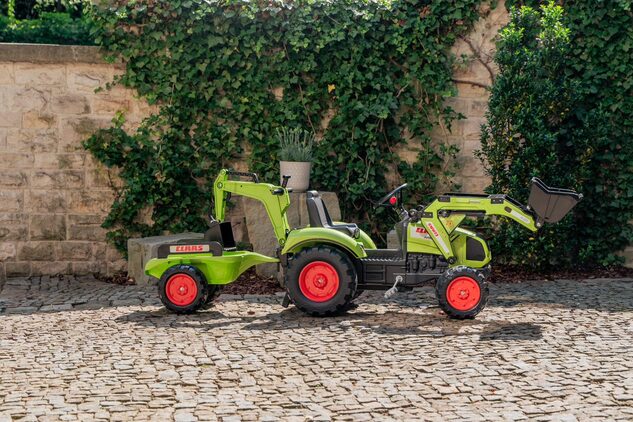Falk Šliapací traktor veľky 2070Y Claas Arion 430 s nakladačom, rýpadlom a vlečkou