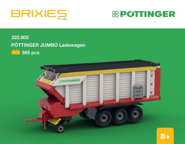 BRIXIES Plus 222.802 Pöttinger Jumbo - viacúčelový samozberací voz, 585 k