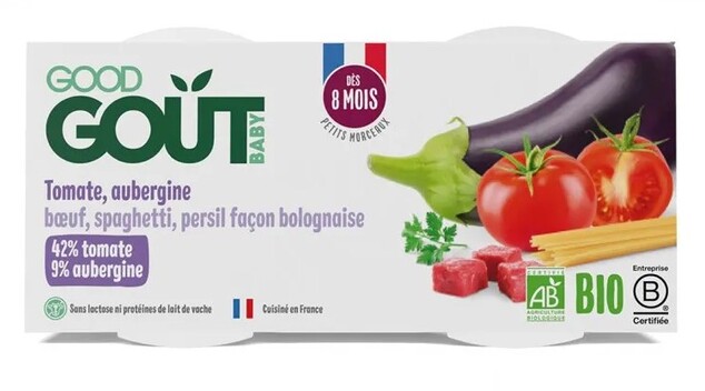 Good Gout BIO Špagety s baklažánom a hovädzím mäsom (2x190 g)