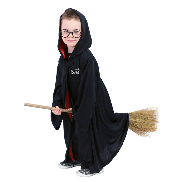 Detský kúzelnícky plášť s kapucňou a okuliarmi