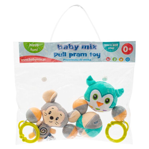 Baby Mix Plüschspielzeug für den Kinderwagen Maus und Eule