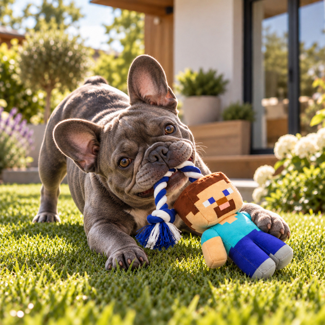 MINECRAFT Hundespielzeug mit Seil Steve