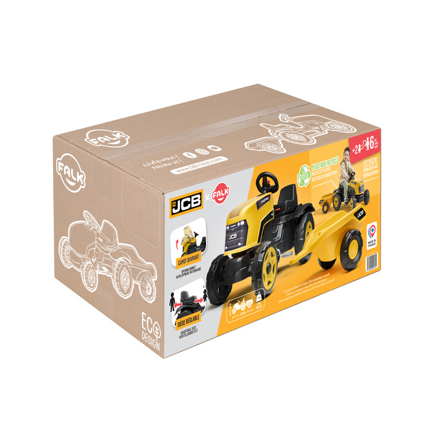 Falk Tractor de pedales JCB con remolque