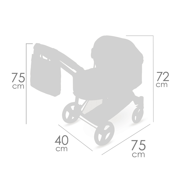DeCuevas 81675 Skladací kočík pre bábiky 3 v 1 s prenosnou taškou Sophie 2025 - 75 cm