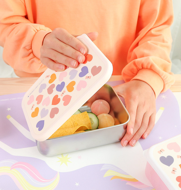 A Little Lovely Company - boîte à déjeuner en acier inoxydable avec couvercle en plastique - cœur