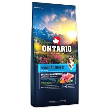 Krmivo Ontario Senior All Breeds Monoprotein Tuna &amp; Sweet Potatoes 12kg
