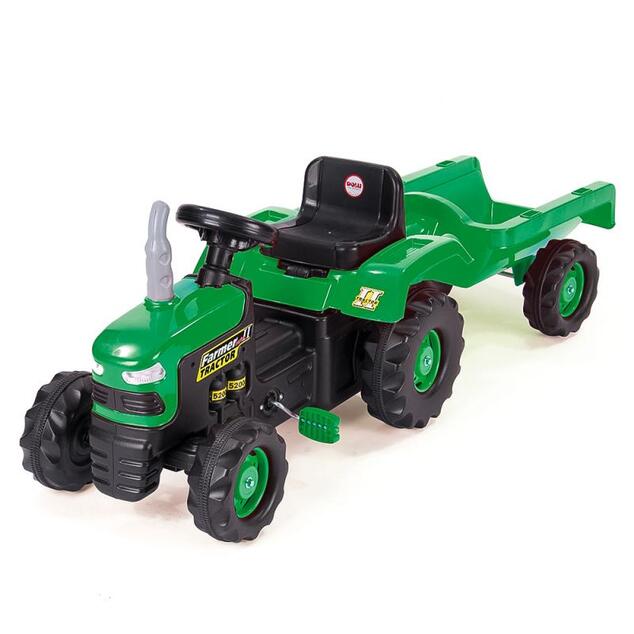 Dolu Detský traktor šliapací s vlečkou, zelený