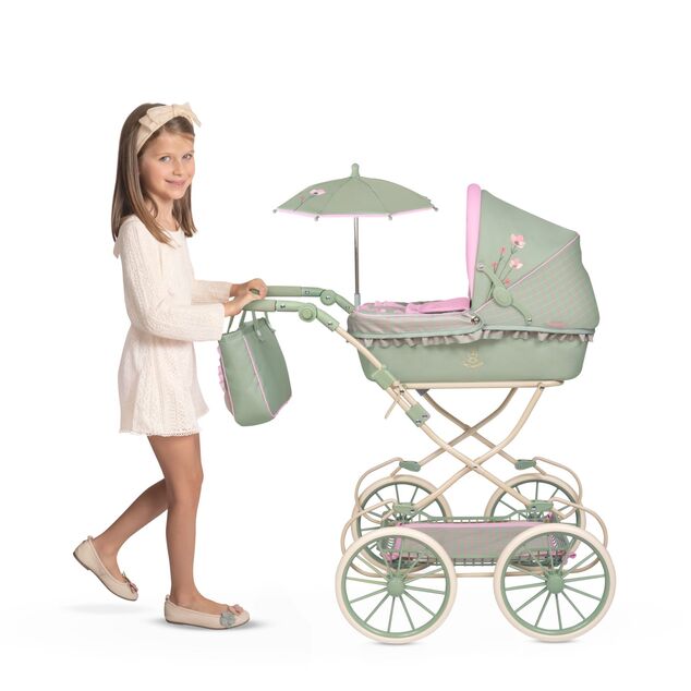 DeCuevas 81068 Passeggino pieghevole per bambole con borsa e accessori Botanic 2026 – 81 cm