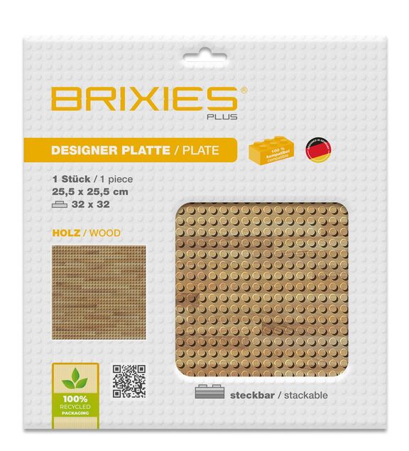 BRIXIES Plus 225.002 Base di design per costruzioni - legno 25,5 x 25,5 cm